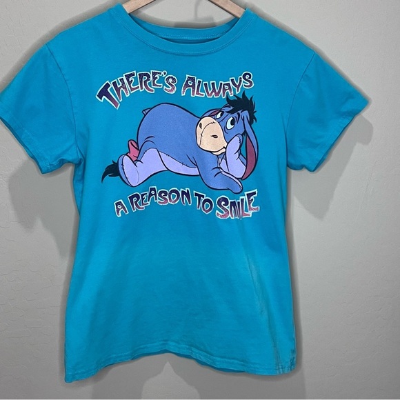 Vintage Disney Eeyore Pooh Bear Shirt “There’s Always Reason to Smile” Parks Top - Picture 1 of 8